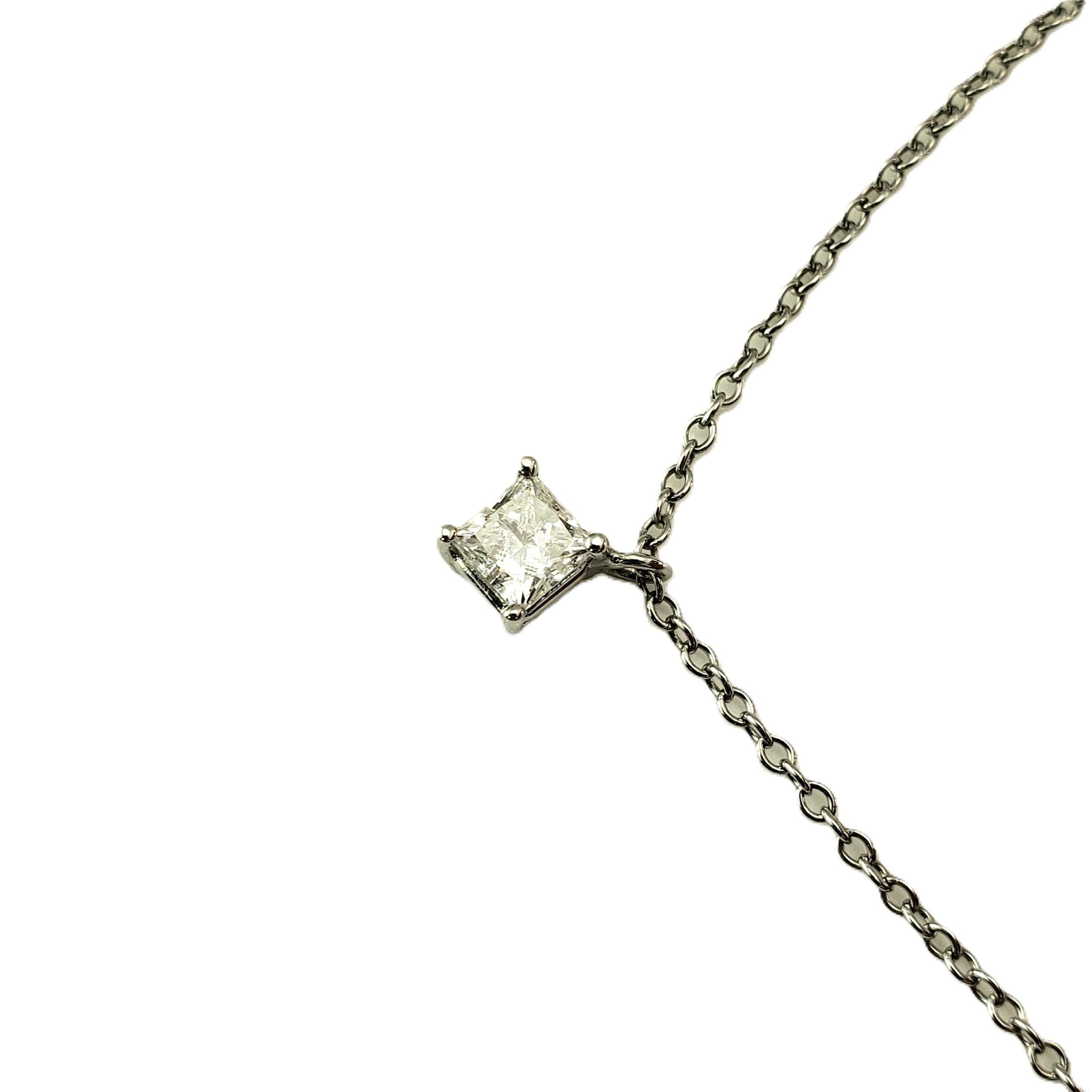 14K Weißgold Princess Cut Diamant Solitär Anhänger Halskette #23324 (Zeitgenössisch) im Angebot