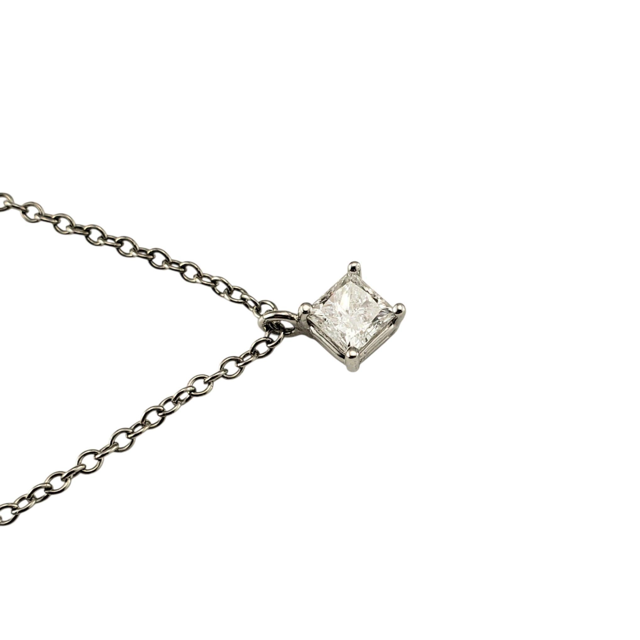 14K Weißgold Princess Cut Diamant Solitär Anhänger Halskette #23324 (Carréschliff) im Angebot