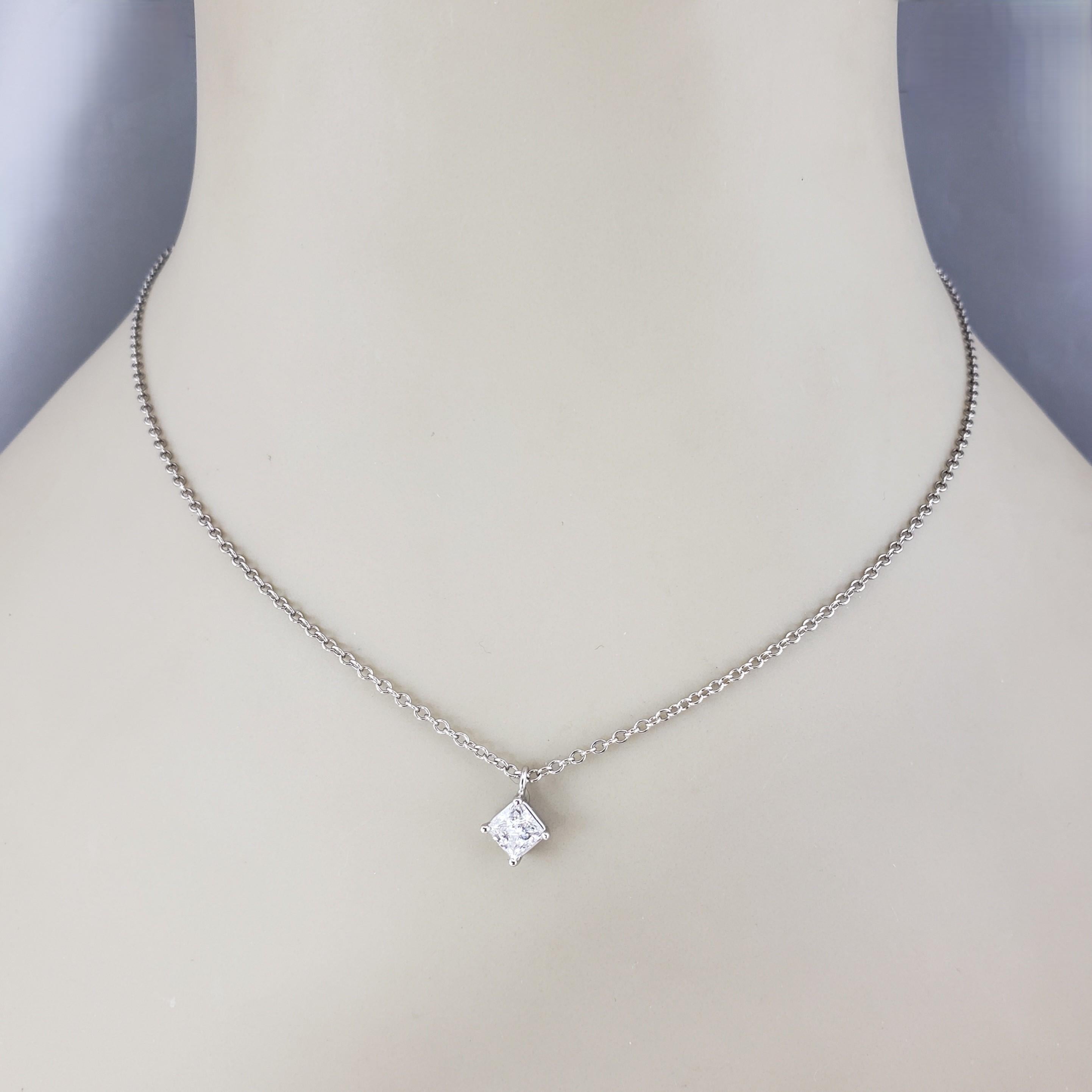 14K Weißgold Princess Cut Diamant Solitär Anhänger Halskette #23324 Damen im Angebot