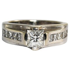 14K White Gold Princess Cut Diamond Solitaire Ring 1.35ct