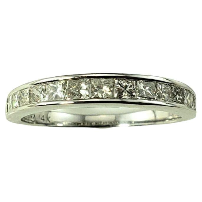 14K White Gold Princess Cut Diamond Wedding Band Ring Size 7.25 #15270 For Sale