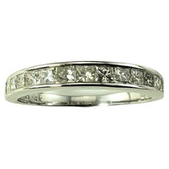 14K White Gold Princess Cut Diamond Wedding Band Ring Size 7.25 #15270