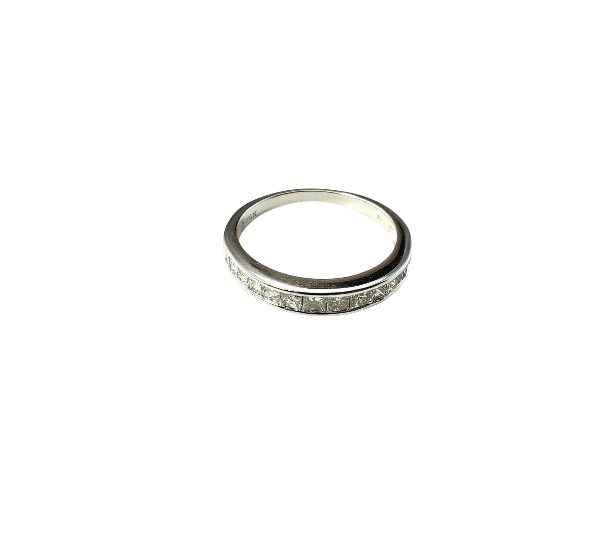 Taille princesse Anneau de mariage en or blanc 14K avec diamant taille princesse Taille 7.25 #22290 en vente