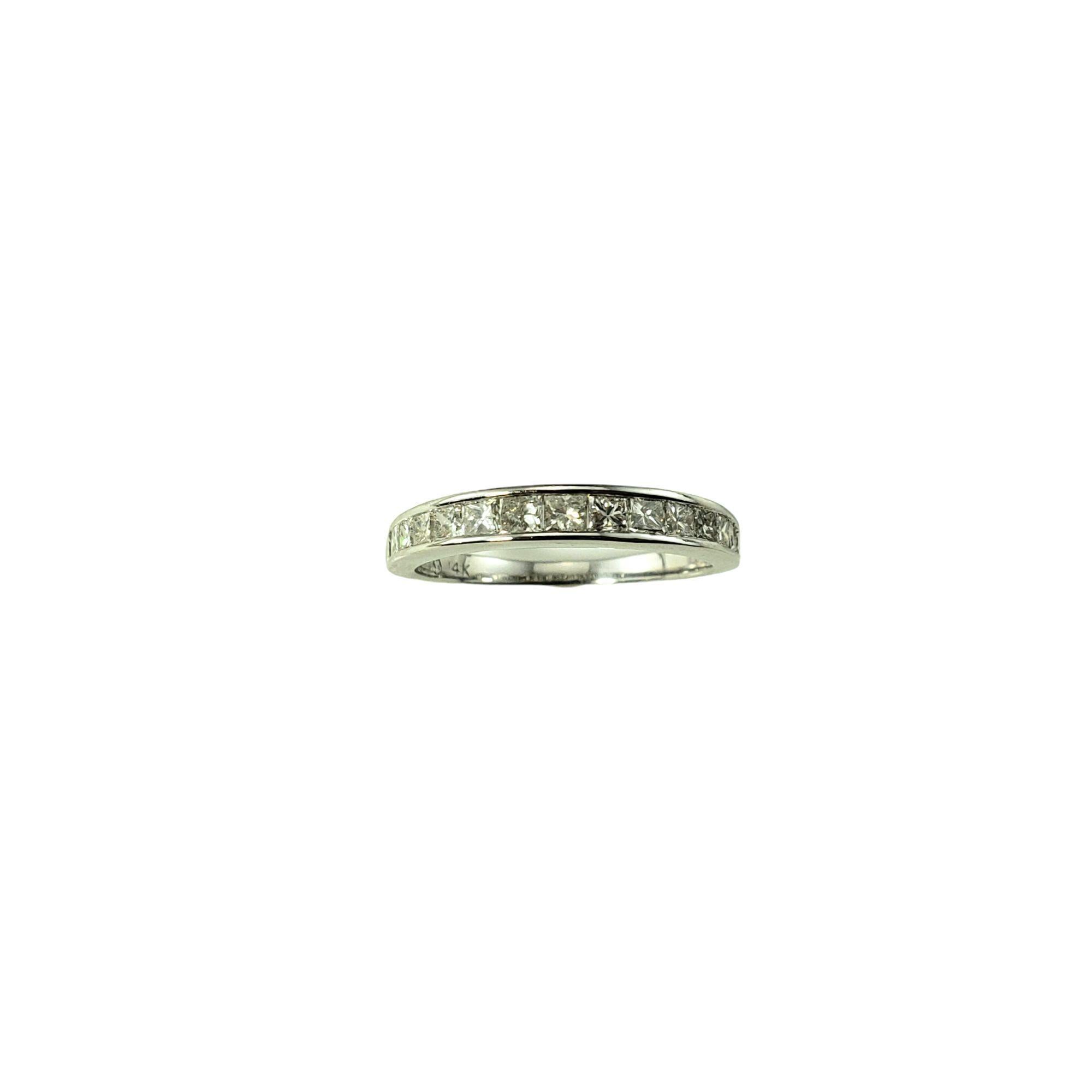 Anneau de mariage en or blanc 14K avec diamant taille princesse Taille 7.25 #22290 en vente