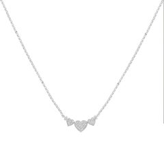 14 Karat Weißgold 1,00 Karat Diamant Dreifachherz-Glieder Statement-Halskette