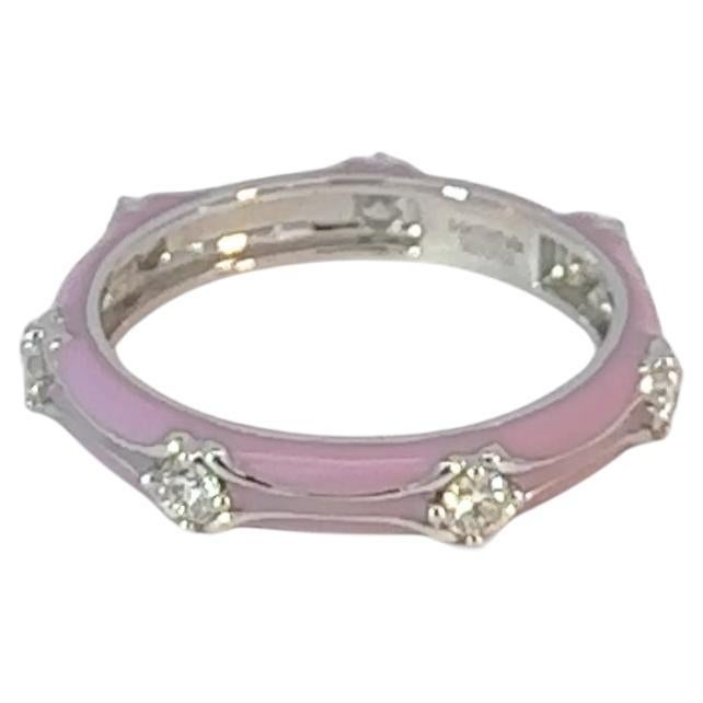 Anillo de oro blanco de 14 quilates con esmalte púrpura y diamantes