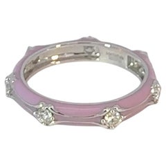 14K White Gold Purple Enamel & Diamond Ring