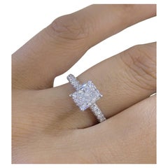 14K White Gold Radiant Cut 1.51ct E, VS2 Engagement Ring 3-D Setting 1.10ct.