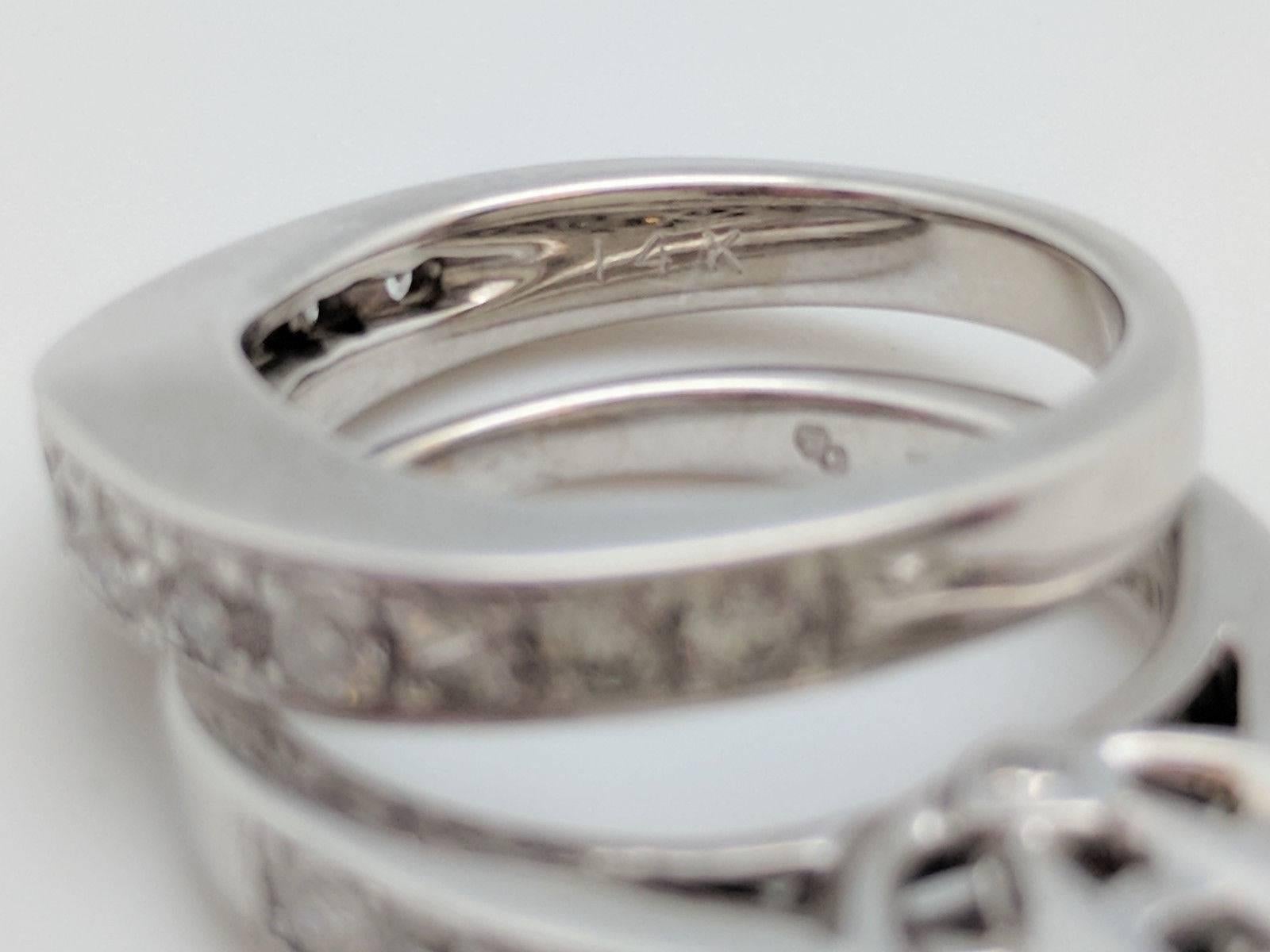14 Karat White Gold Radiant Cut Three-Stone 2.15 Carat Diamond Engagement Ring For Sale 7
