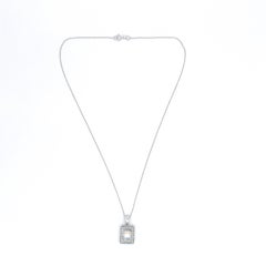 14K white gold Rainbow Moonstone and Teal Sapphire Pendant