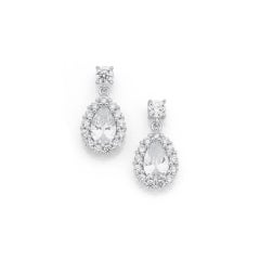 14k Weißgold Real VS Diamant und echte Aquamarin-Tropfen-Ohrringe mit Diamanten