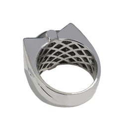 14k White Gold Rectangle Ring with Diamonds, Custom Made