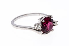 14k White Gold Rhodolite Garnet and Bypass Diamond Style Ring