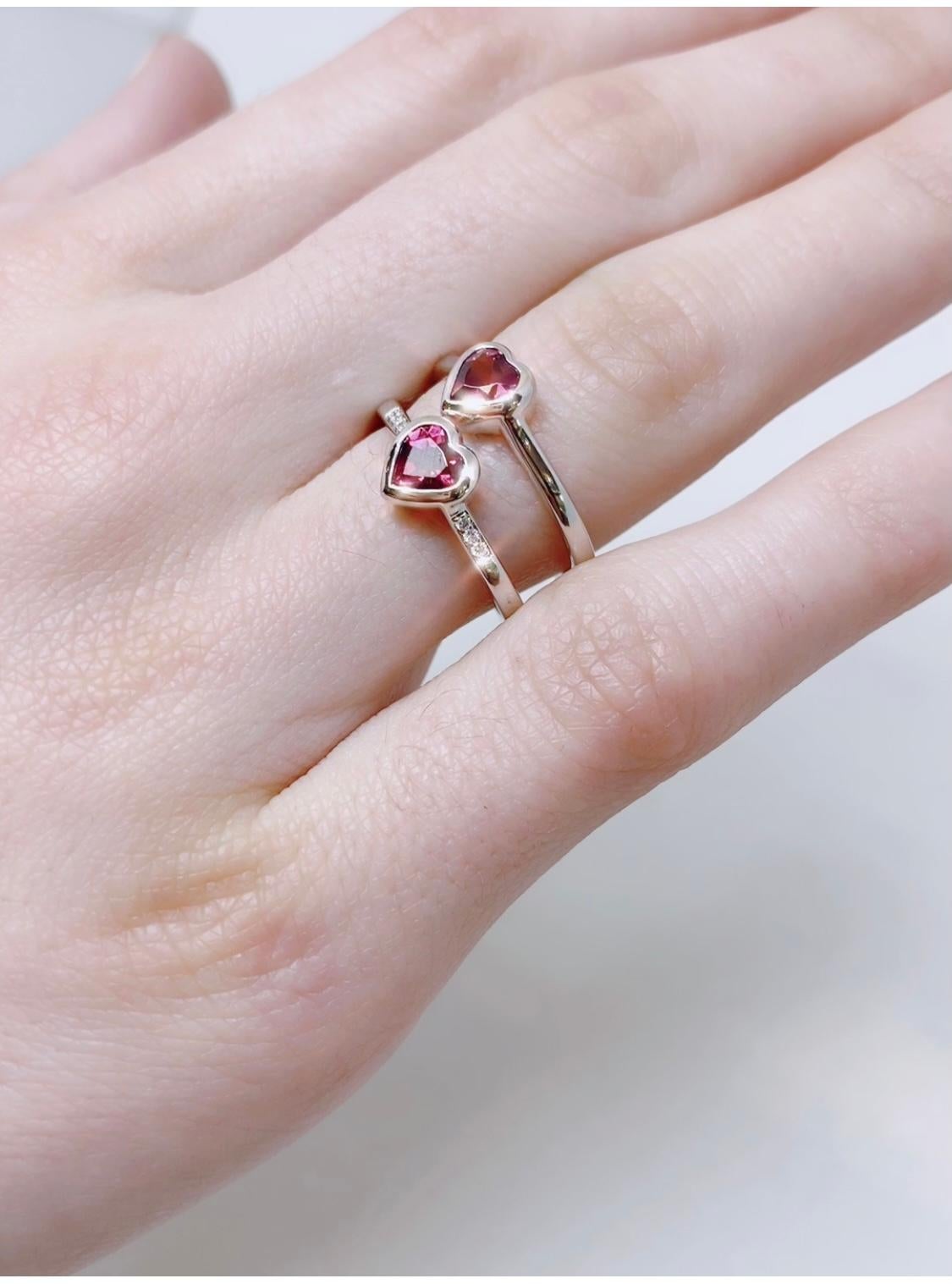 Heart Cut 14K White Gold Rhodolite Garnet Heart Ring For Sale