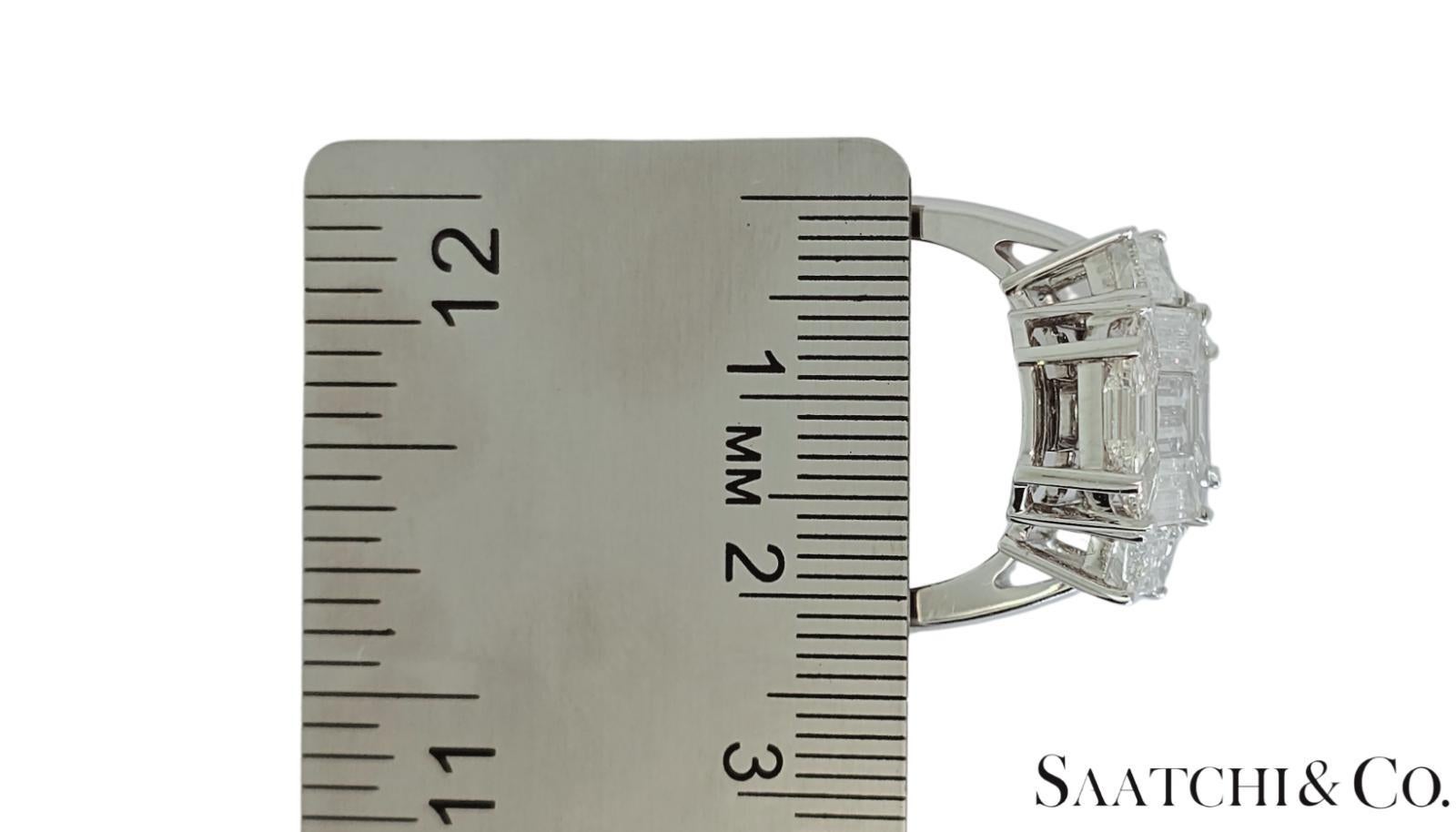 Anello in oro bianco 14K - Illusione di smeraldo da 6 carati, CVD (creato in laboratorio), misura 7, 7,8 grammi In condizioni Nuovo in vendita a New York, NY