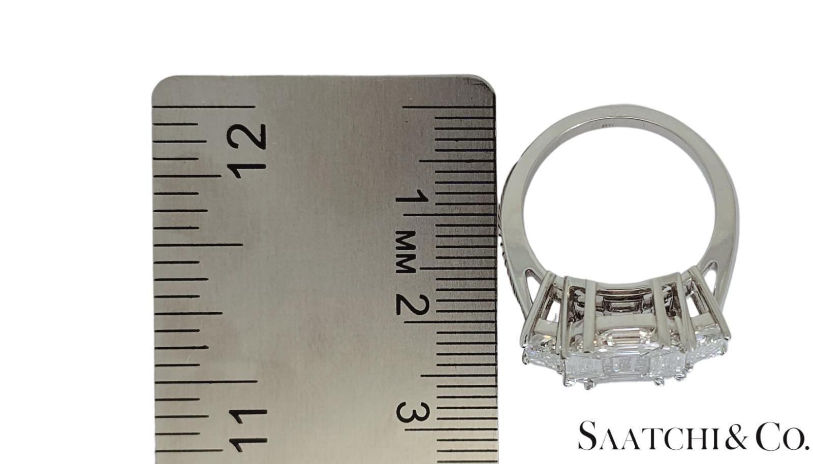 da uomo o donna Anello in oro bianco 14K - Illusione di smeraldo da 6 carati, CVD (creato in laboratorio), misura 7, 7,8 grammi in vendita