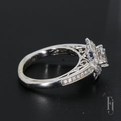 14k White Gold Ring Mounting with a 6.1mm Size Center Stone - Size 5.75