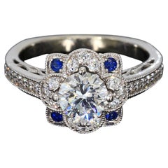 14k White Gold Ring Mounting with a 6.1mm Size Center Stone - Size 5.75