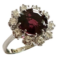 14 Karat Weißgold Ring, Rhodolte: 8,08 Karat & 10 Diamanten 1,23 Karat