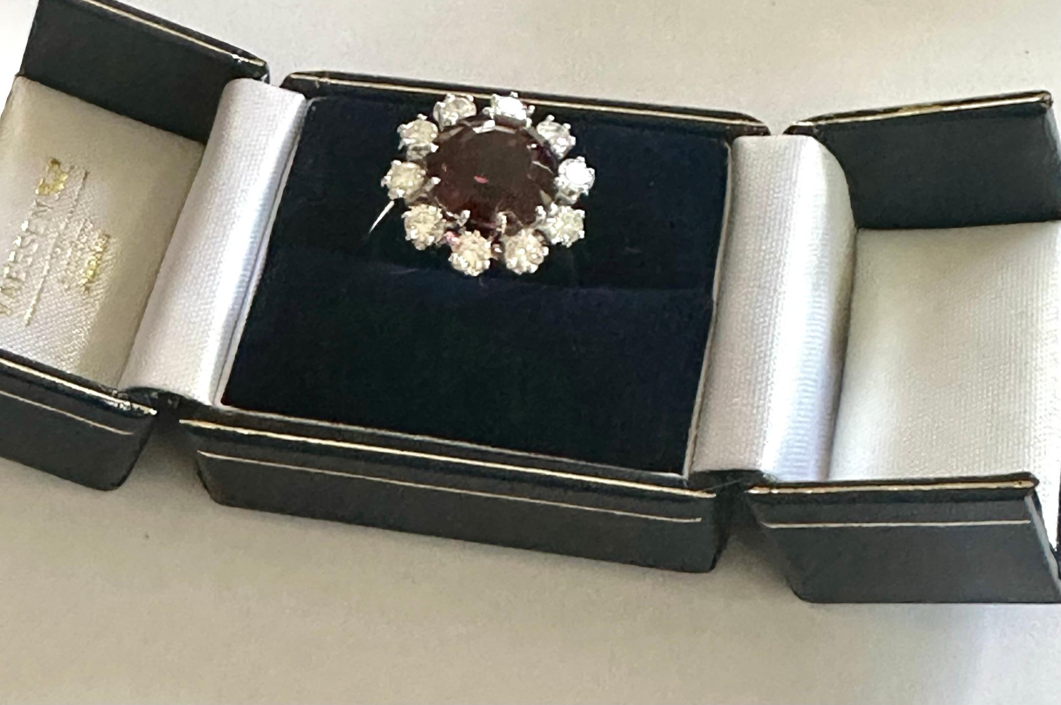 Anello in oro bianco 14k, rodolite: 8,08 carati e 10 diamanti da 1,23 carati in vendita 3