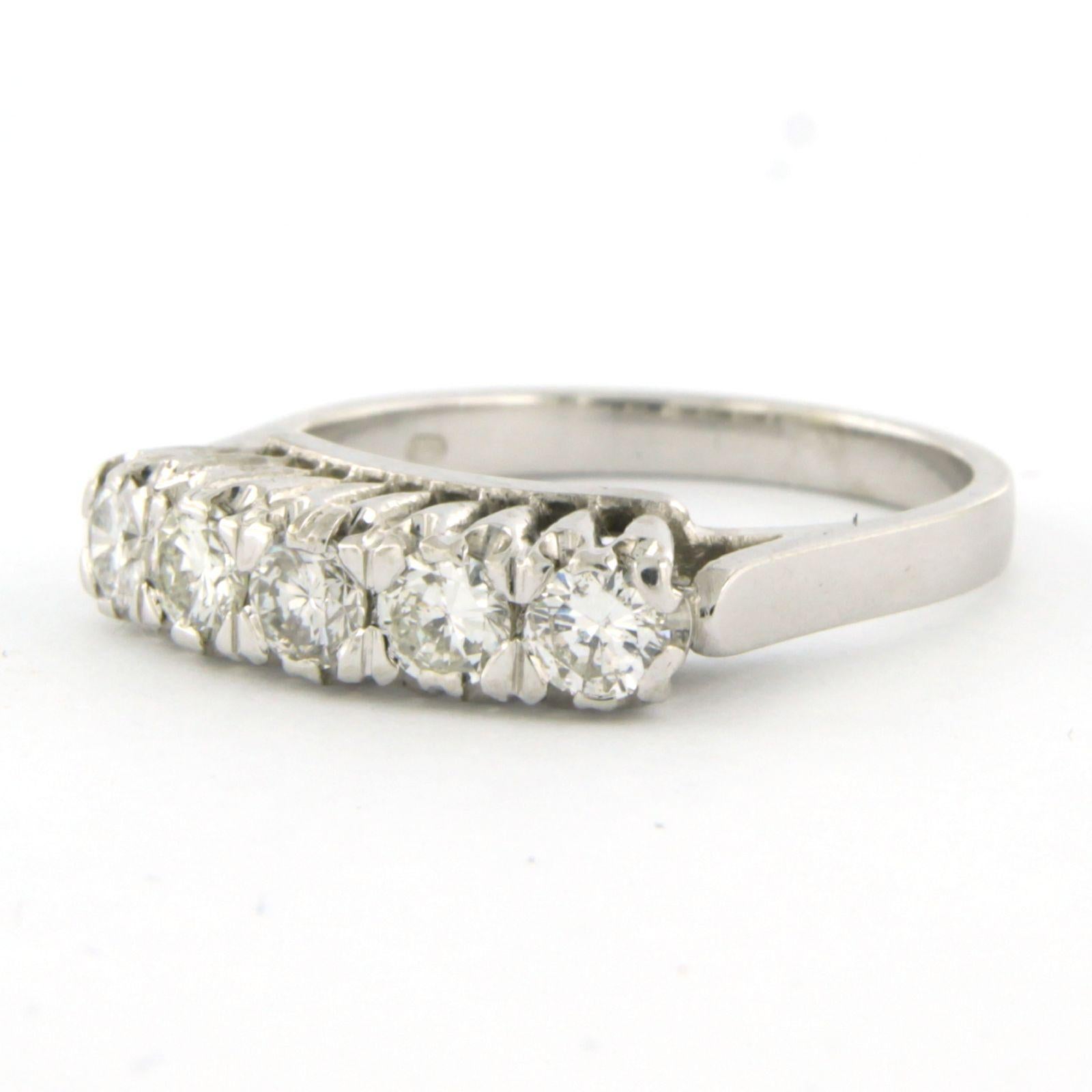 Modern 14k white gold ring set with diamonds  For Sale