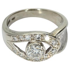 14k Weißgold Ring mit 0,58ct rundem Diamant und durchbrochenem Design 14k Weißgold Ring mit 0,58ct rundem Diamant und durchbrochenem Design