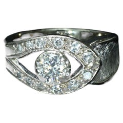 14k Weißgold Ring mit 0,58ct rundem Diamant und durchbrochenem Design
