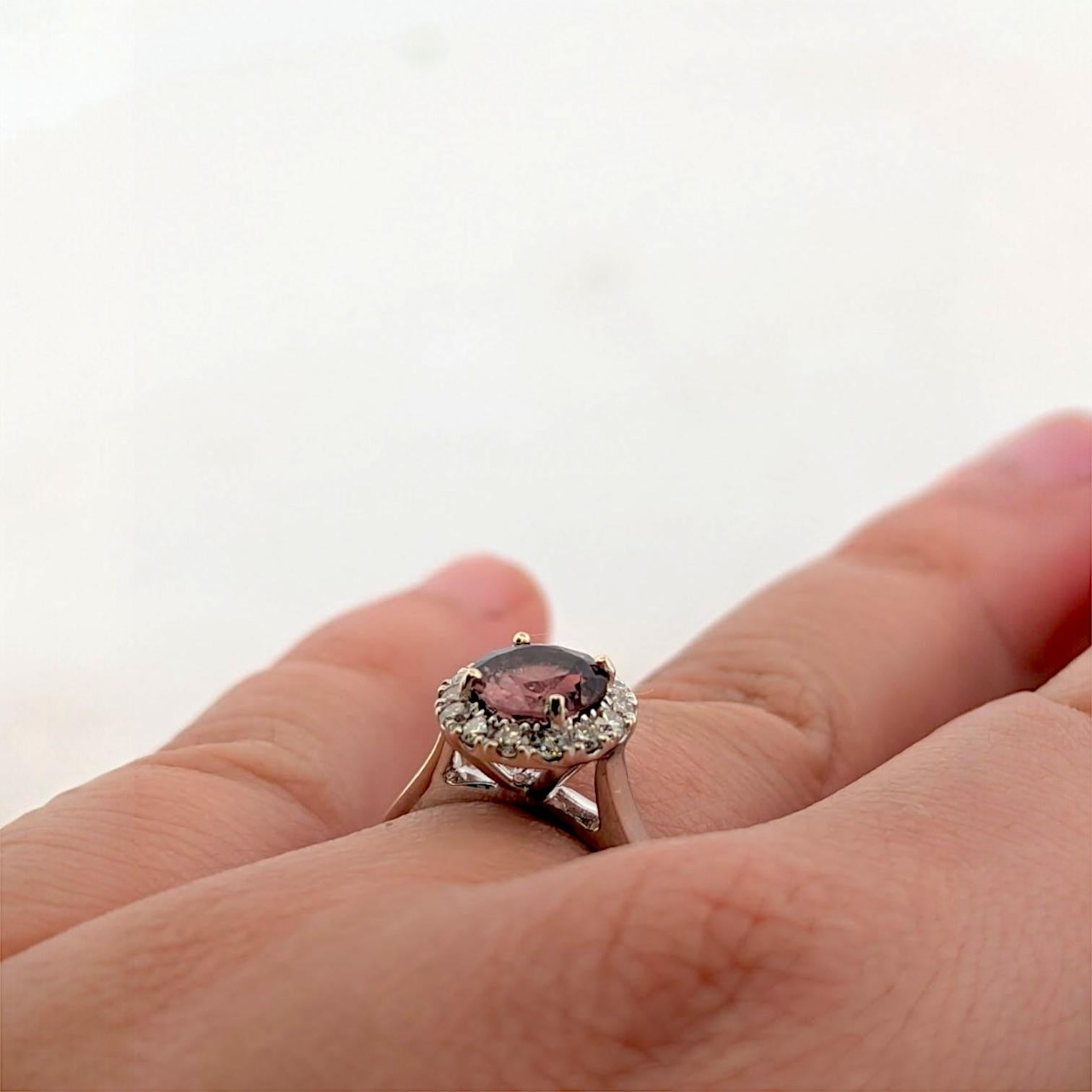 Modern Sienna  14K White Gold Ring with 1.00ct Tourmaline & 0.33ctw Diamond Halo For Sale