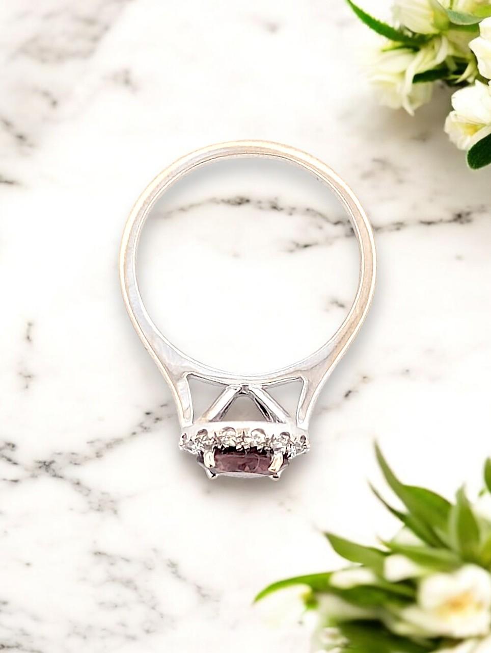 Sienna  14K White Gold Ring with 1.00ct Tourmaline & 0.33ctw Diamond Halo In New Condition For Sale In Greeneville, TN