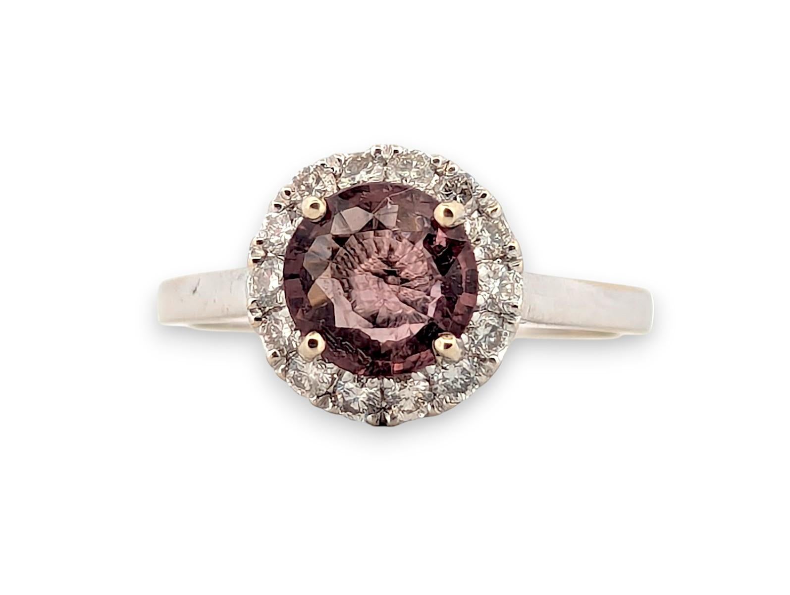 Women's Sienna  14K White Gold Ring with 1.00ct Tourmaline & 0.33ctw Diamond Halo For Sale