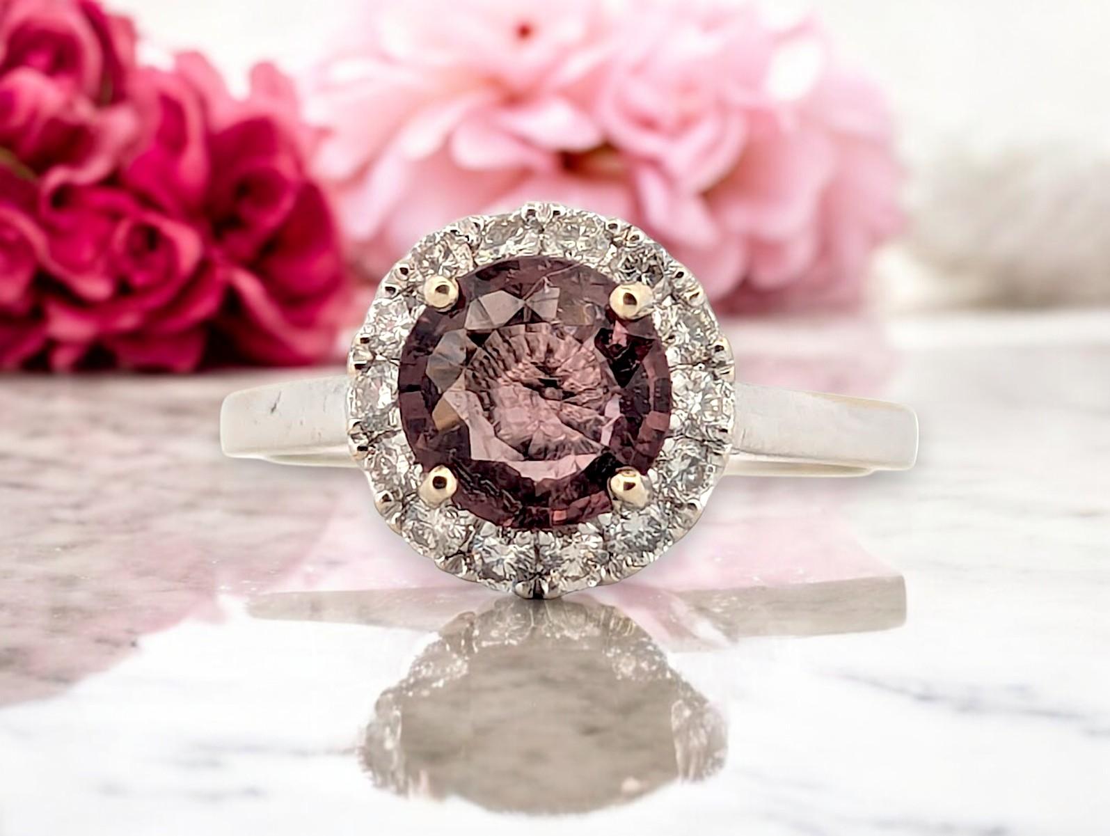 Sienna  14K White Gold Ring with 1.00ct Tourmaline & 0.33ctw Diamond Halo For Sale 1