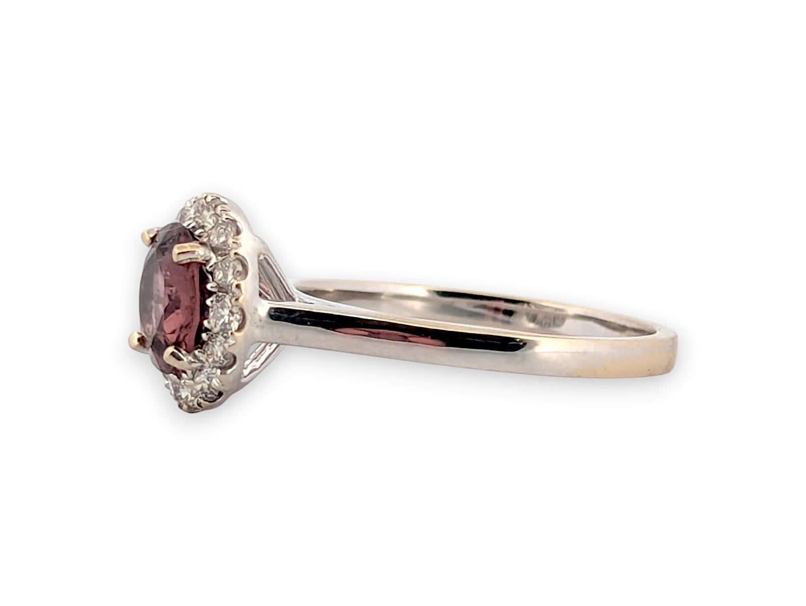 Sienna  14K White Gold Ring with 1.00ct Tourmaline & 0.33ctw Diamond Halo For Sale 2