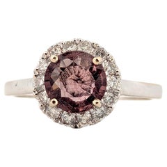 Sienna  Anillo de oro blanco de 14 quilates con turmalina de 1 quilate, halo de diamantes naturales de 0,33 quilates