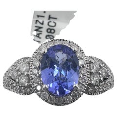 Bague en or blanc 14K avec 1.25Ct. Tanzanite et diamants 1.08 Ct. (Taille 9.25)