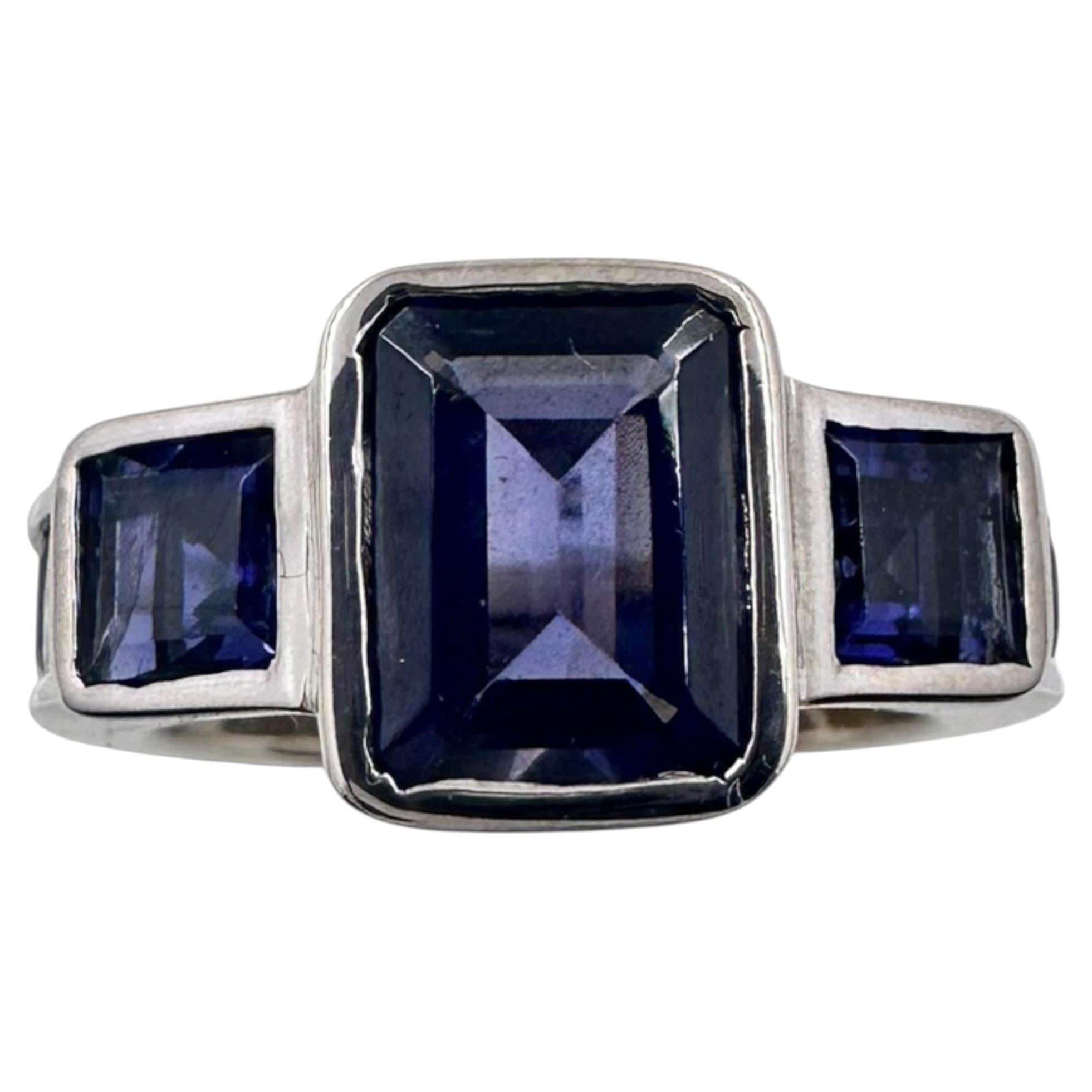 Anello in oro bianco 14K con 1,65Ct. Tanzanite e diamanti 0,48 carati. (Taglia 4,75)