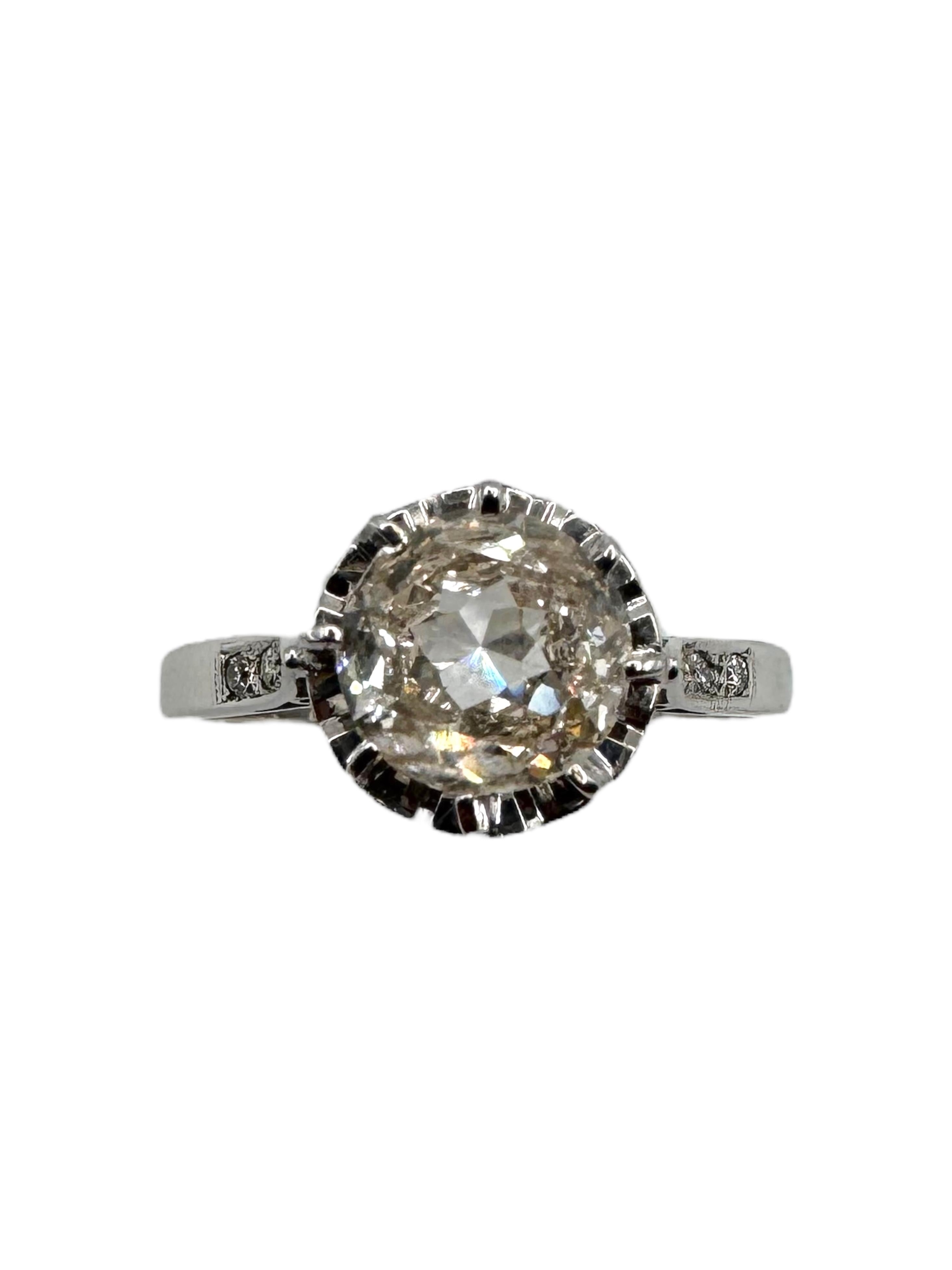 Anello in oro bianco 14K con diamante marrone chiaro taglio Brilliante da 1,71 carati in vendita 5