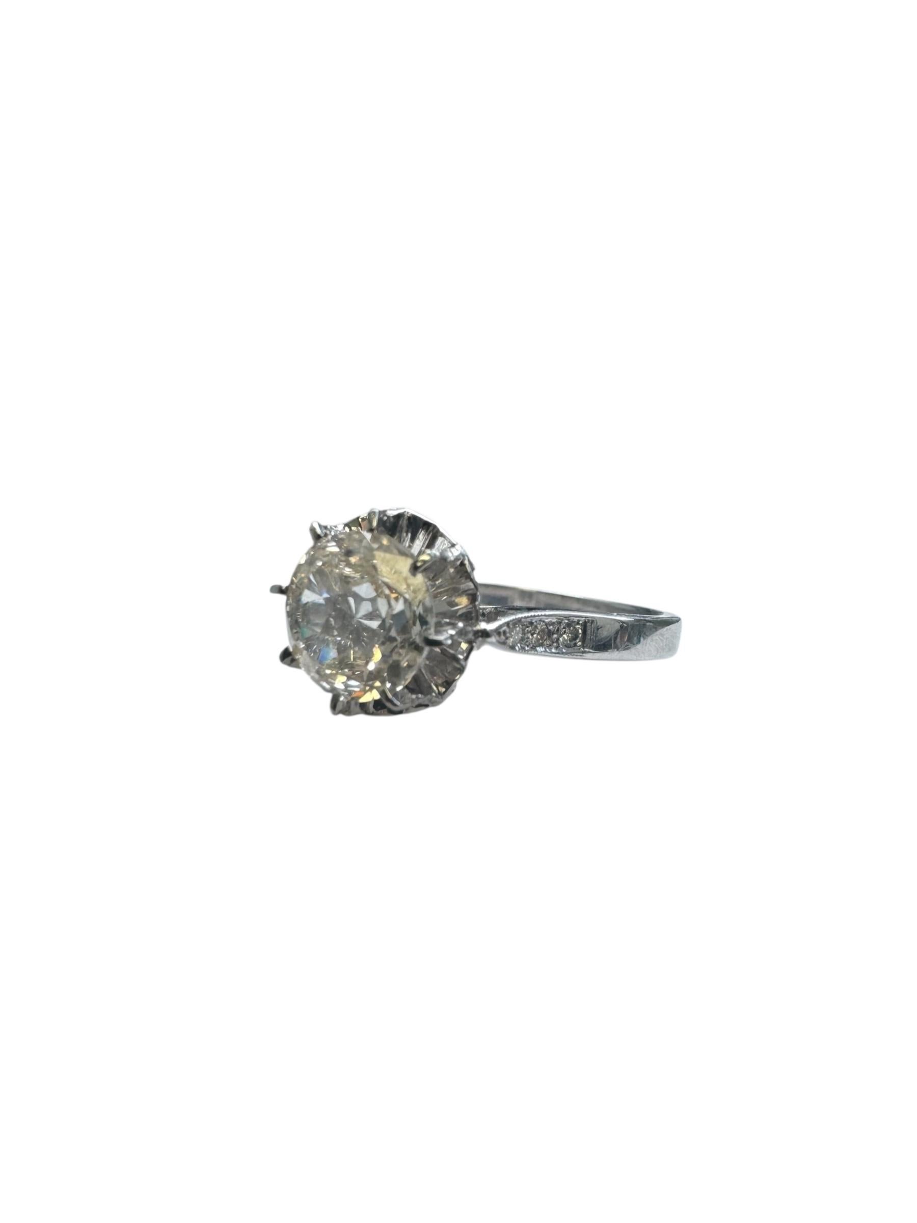da uomo o donna Anello in oro bianco 14K con diamante marrone chiaro taglio Brilliante da 1,71 carati in vendita