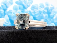 Liana  14K White Gold Ring with 2.50ct Sapphire & 0.08ctw Hidden Diamond Halo