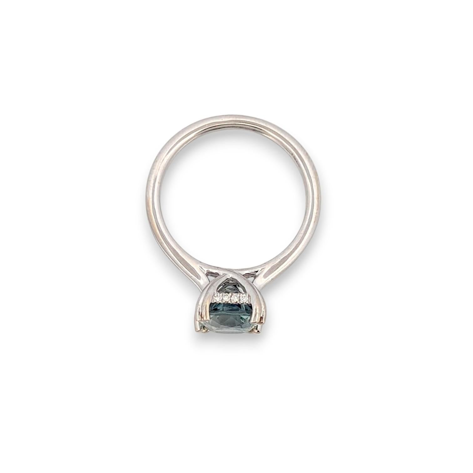 Cushion Cut Liana  14K White Gold Ring with 2.50ct Sapphire & 0.08ctw Hidden Diamond Halo For Sale