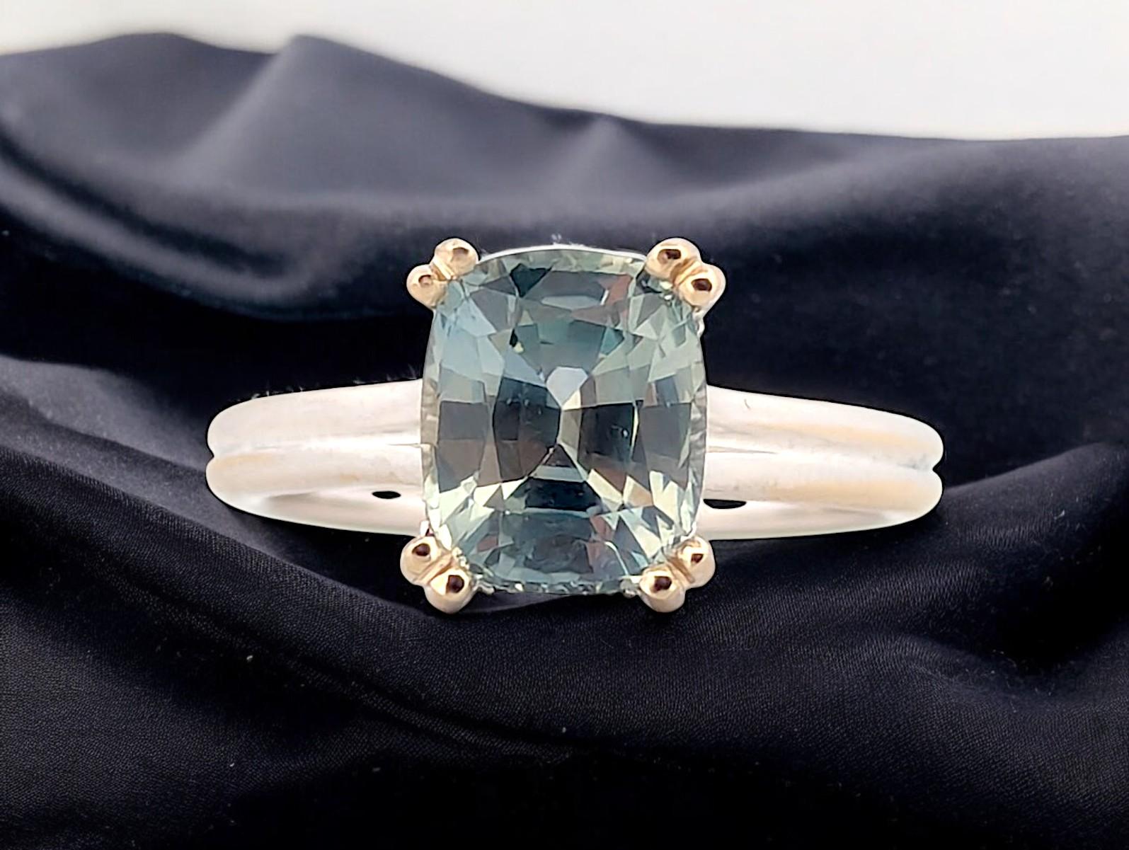 Women's Liana  14K White Gold Ring with 2.50ct Sapphire & 0.08ctw Hidden Diamond Halo For Sale