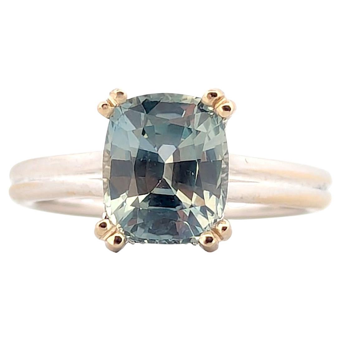 Liana  14K White Gold Ring with 2.50ct Sapphire & 0.08ctw Hidden Diamond Halo For Sale