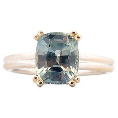 Liana  14K White Gold Ring With 2.5 CT Natural Sapphire, .08 CTW Diamond Hidden
