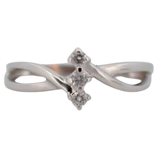 14K White Gold Ring with Diamonds