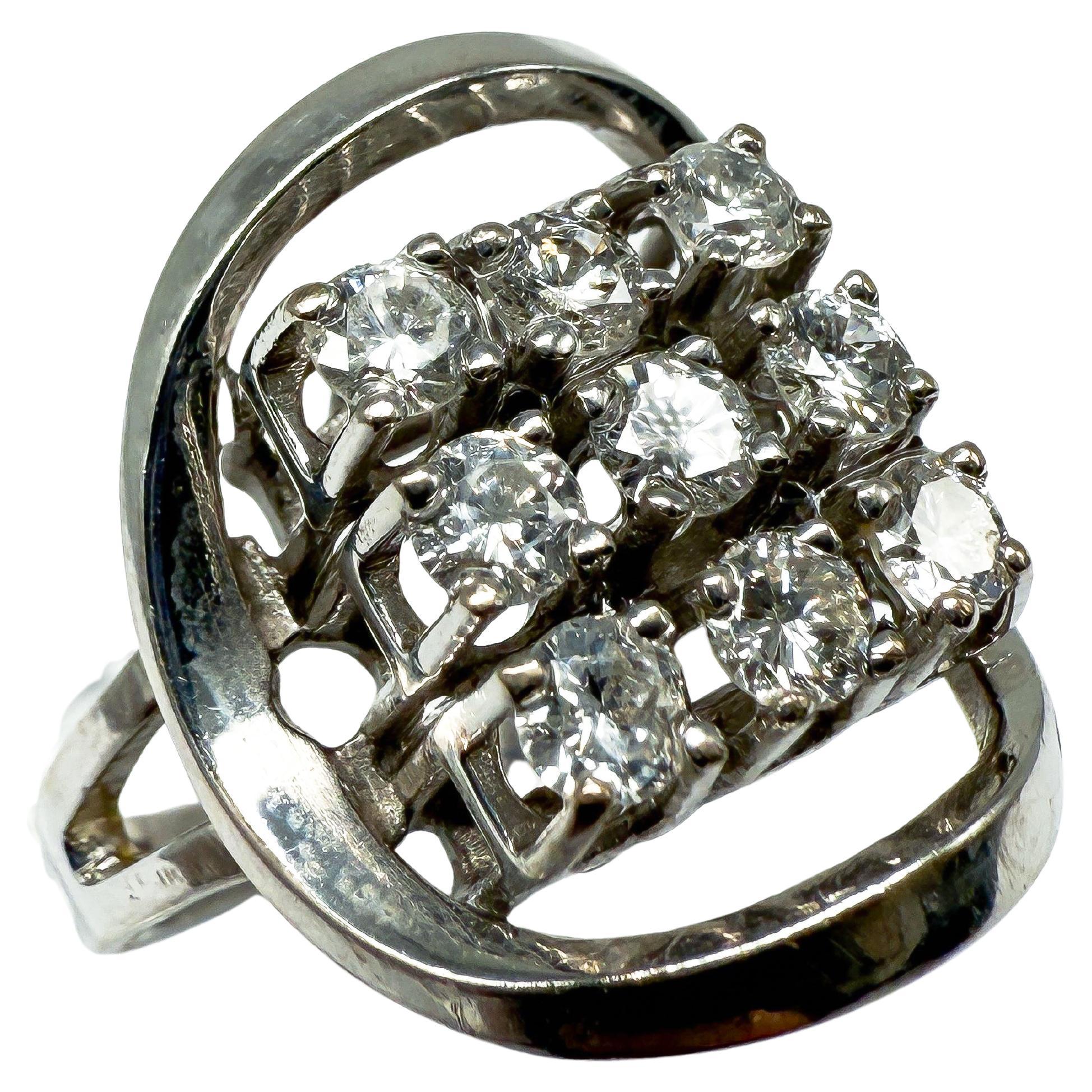 14k White Gold Ring with Diamonds