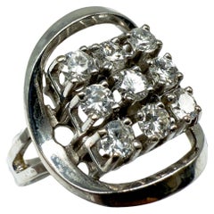 14k White Gold Ring with Diamonds