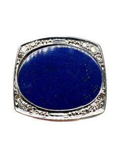 14K White Gold Ring with Lapis Lazuli