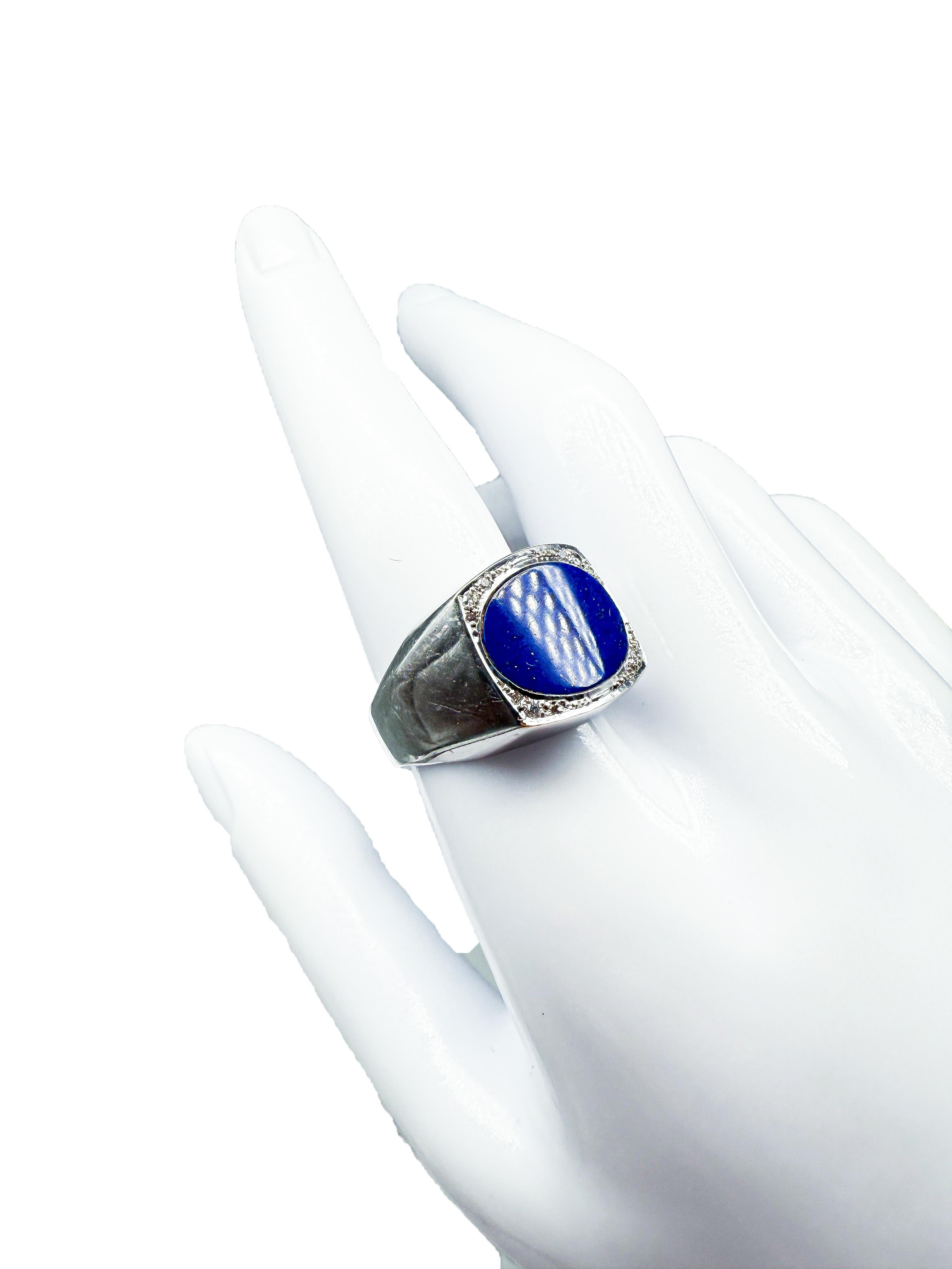 14K White Gold Ring with Lapis Lazuli In Good Condition For Sale In Berlin, DE