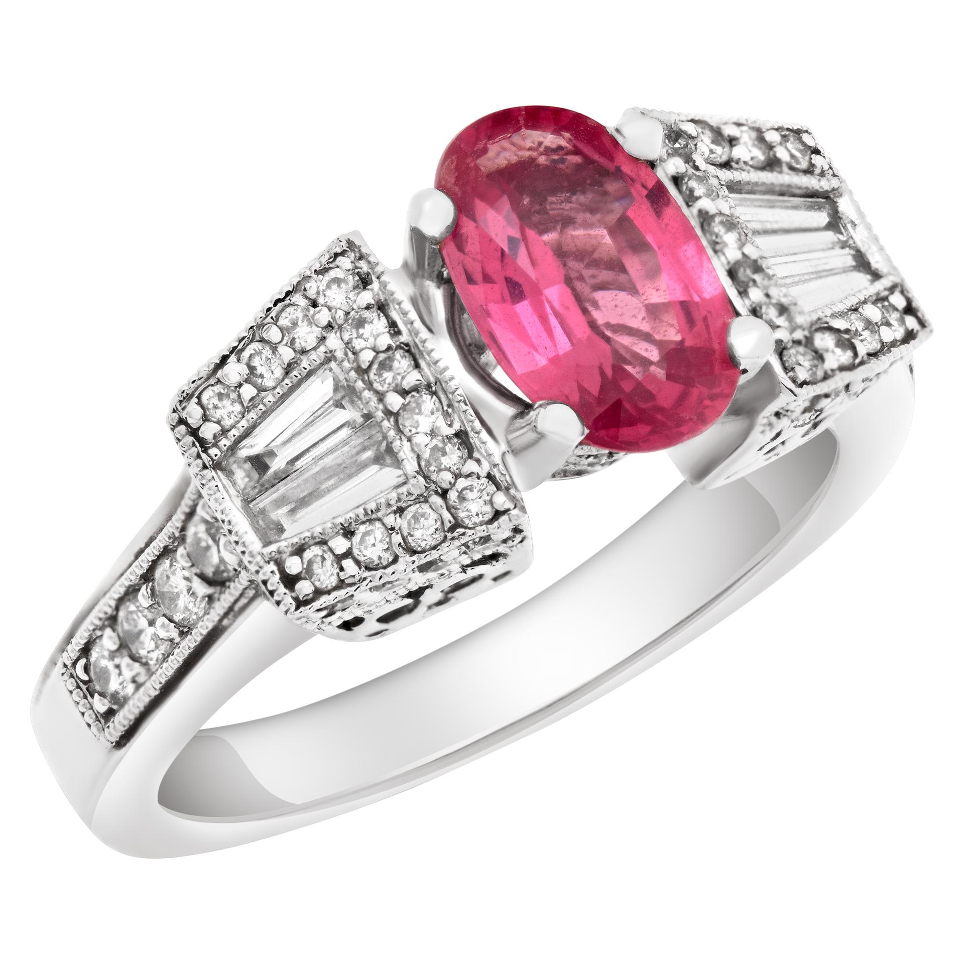 14K White Gold Ring with Oval Brilliant Cut Pink Spinel 'Approx. 2 Carats' In Excellent Condition In Surfside, FL