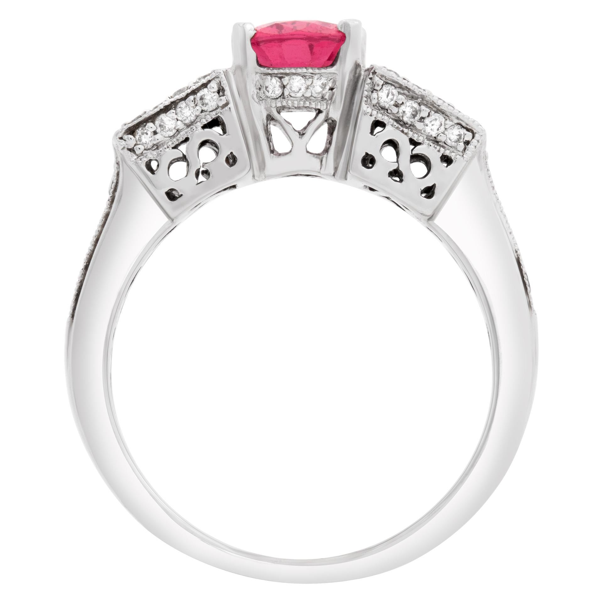 Women's 14K White Gold Ring with Oval Brilliant Cut Pink Spinel 'Approx. 2 Carats'