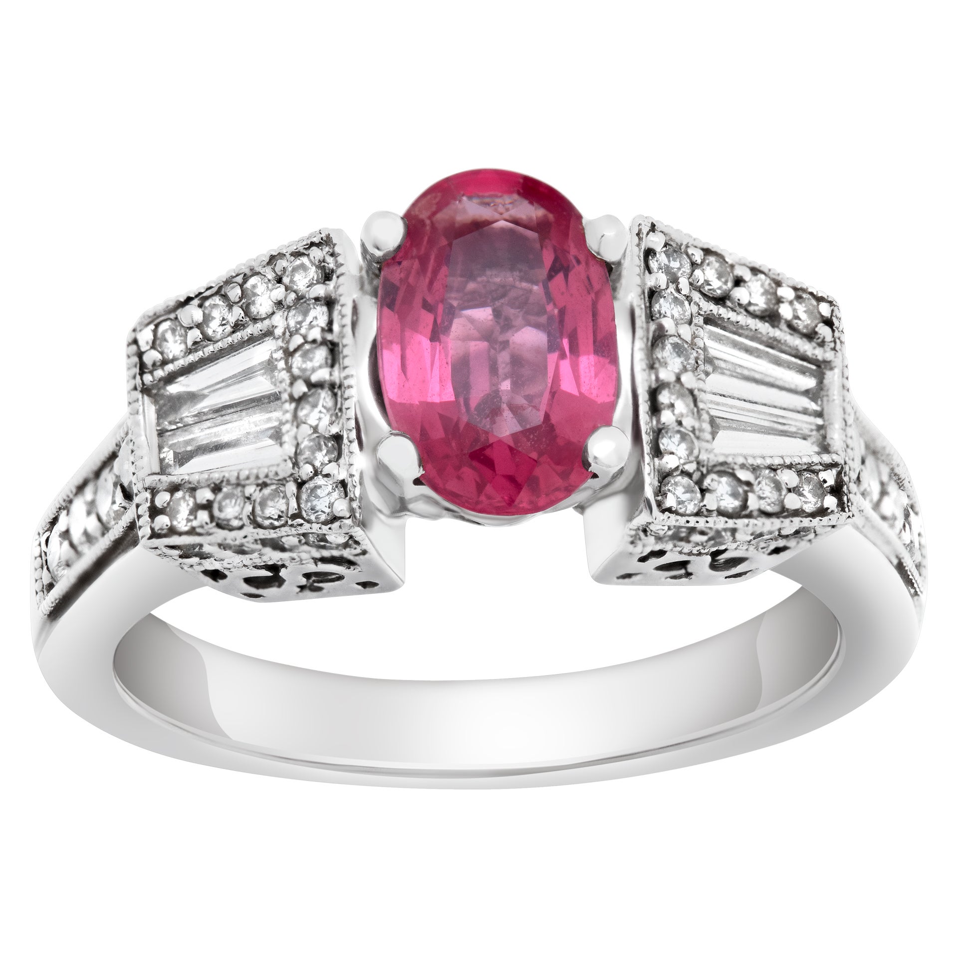 14K White Gold Ring with Oval Brilliant Cut Pink Spinel 'Approx. 2 Carats'